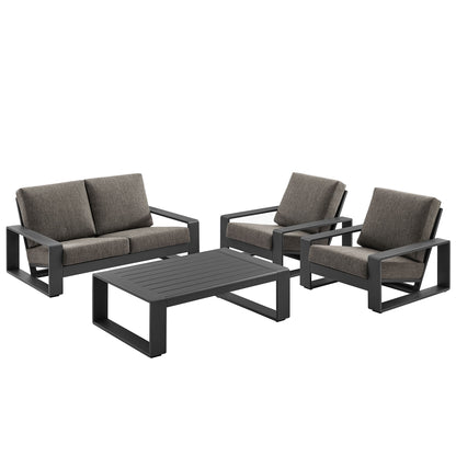 Modway - Lirienne 4-Piece Outdoor Patio Aluminum Furniture Set by Modway  Outdoor Furniture Sofa Sectionals Gray - EEI-7323-SMO-GRY