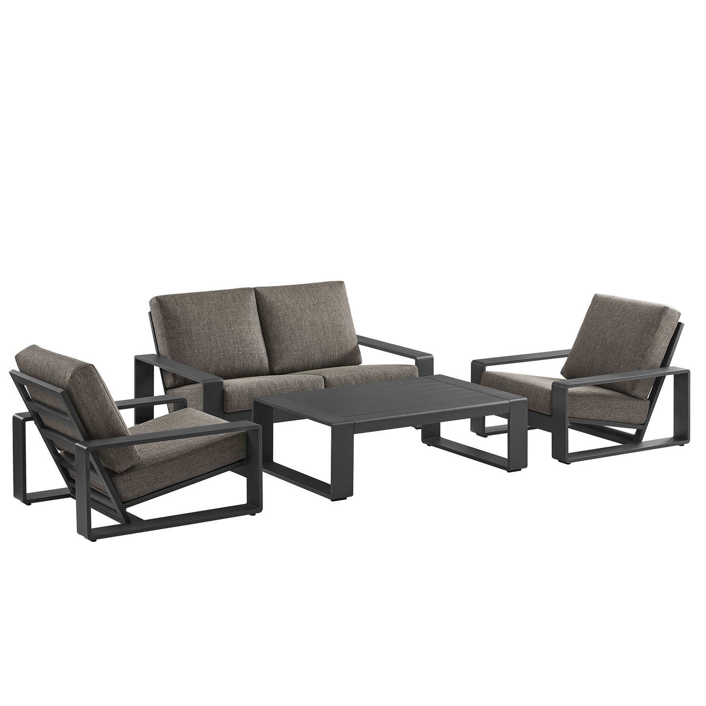 Modway - Lirienne 4-Piece Outdoor Patio Aluminum Furniture Set by Modway  Outdoor Furniture Sofa Sectionals Gray - EEI-7323-SMO-GRY