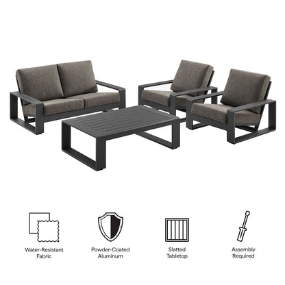 Modway - Lirienne 4-Piece Outdoor Patio Aluminum Furniture Set by Modway  Outdoor Furniture Sofa Sectionals Gray - EEI-7323-SMO-GRY