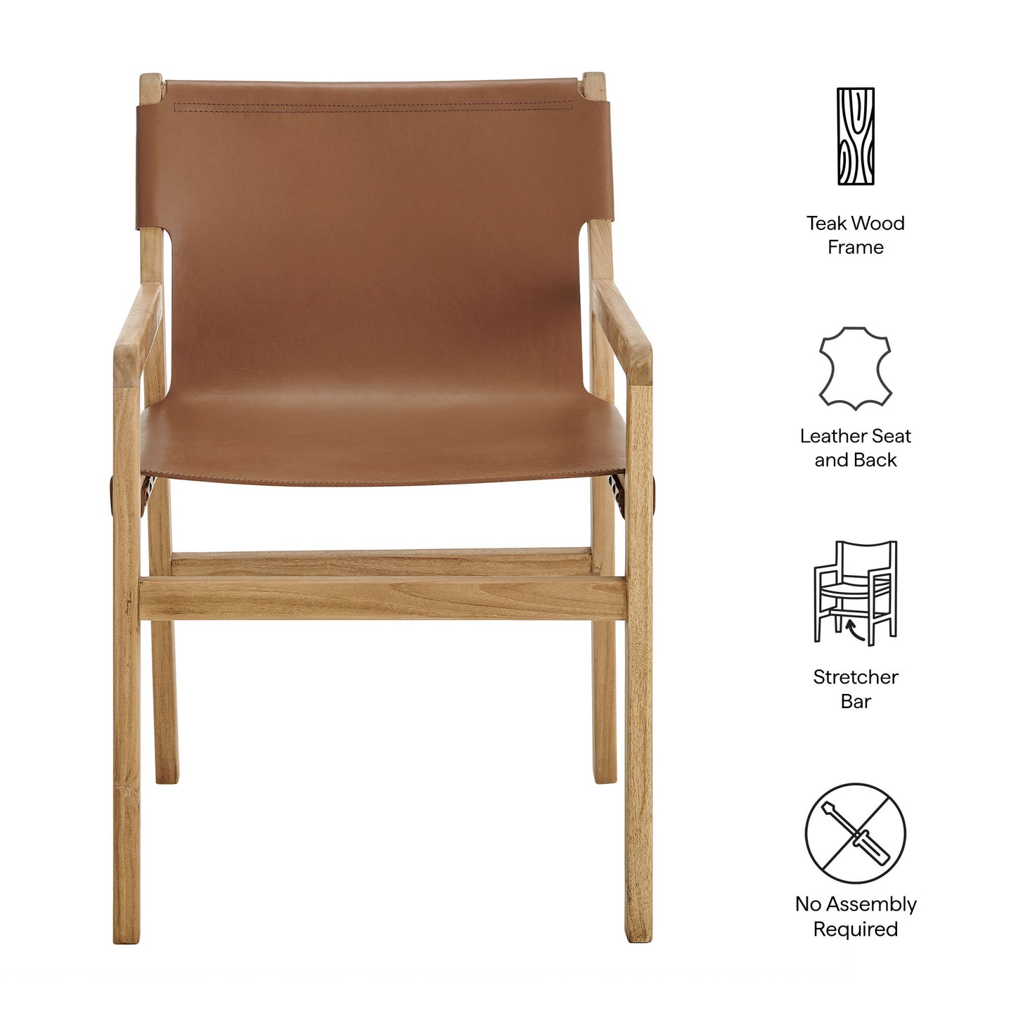 Modway - Sonora Leather Dining Chair by Modway Bar and Dining Dining Chairs Chestnut Tan - EEI-7325-CSN