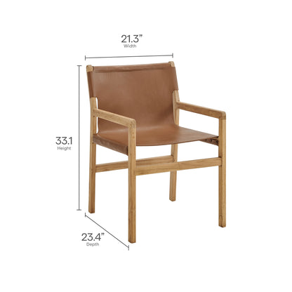 Modway - Sonora Leather Dining Chair by Modway Bar and Dining Dining Chairs Chestnut Tan - EEI-7325-CSN