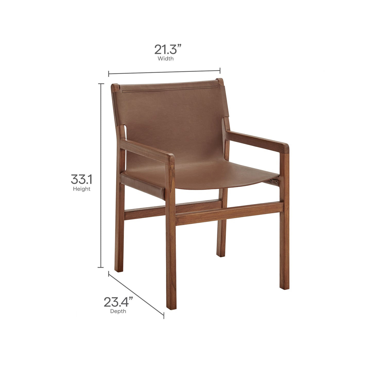Modway - Sonora Leather Dining Chair by Modway Bar and Dining Dining Chairs Nutmeg Brown - EEI-7325-NUT