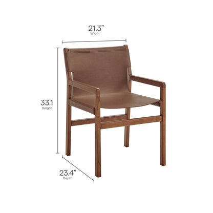 Modway - Sonora Leather Dining Chair by Modway Bar and Dining Dining Chairs Nutmeg Brown - EEI-7325-NUT