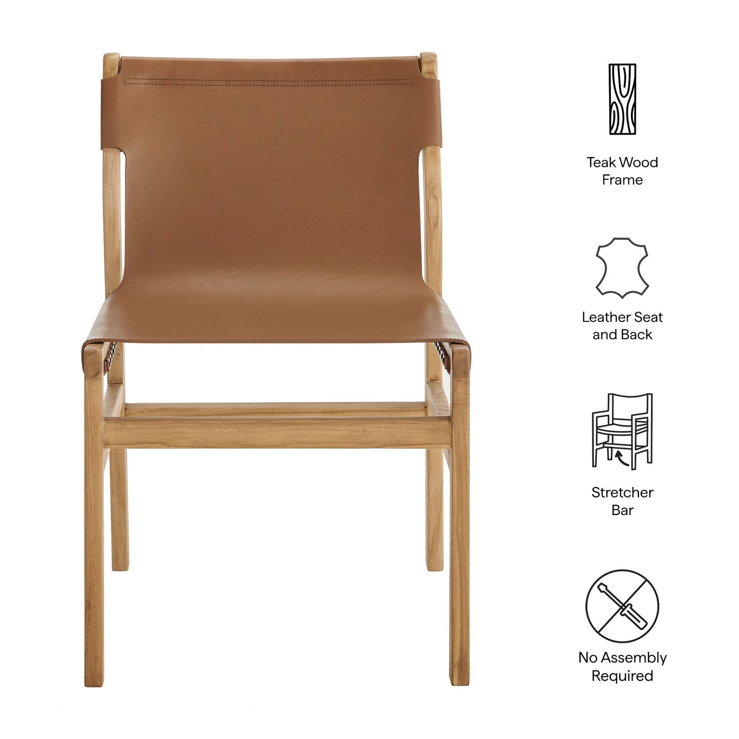Modway - Sonora Leather Dining Side Chair by Modway Bar and Dining Dining Chairs Chestnut Tan - EEI-7326-CSN