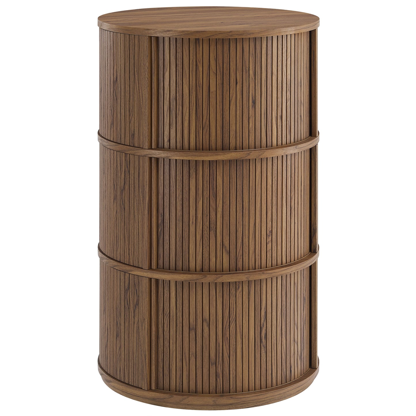 Modway - Clement Round Pedestal Stand Storage Table With Sliding Tambour Doors by Modway  Living Room Tables Brown - EEI-7344-WAL