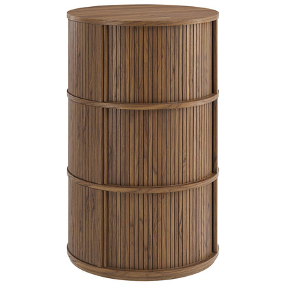 Modway - Clement Round Pedestal Stand Storage Table With Sliding Tambour Doors by Modway  Living Room Tables Brown - EEI-7344-WAL