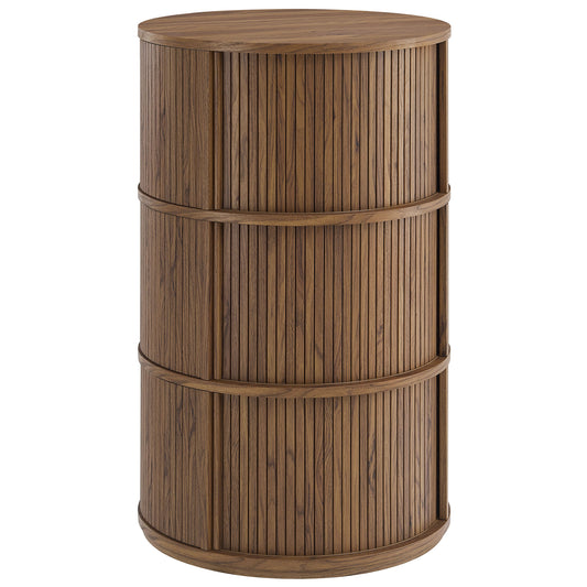 Modway - Clement Round Pedestal Stand Storage Table With Sliding Tambour Doors by Modway  Living Room Tables Brown - EEI-7344-WAL