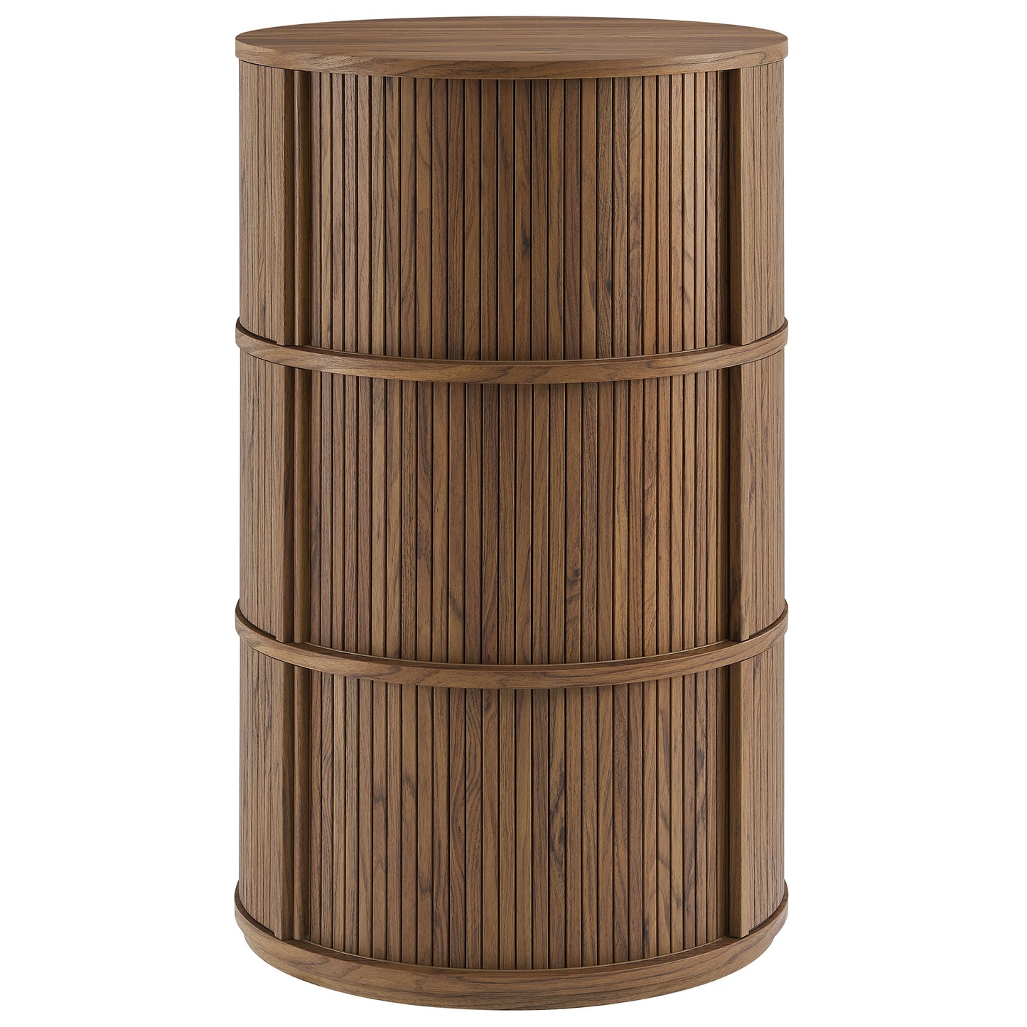 Modway - Clement Round Pedestal Stand Storage Table With Sliding Tambour Doors by Modway  Living Room Tables Brown - EEI-7344-WAL