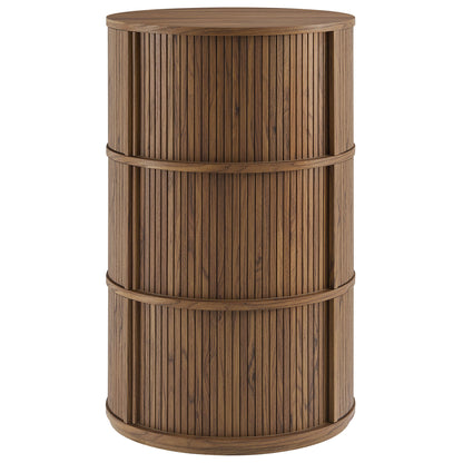 Modway - Clement Round Pedestal Stand Storage Table With Sliding Tambour Doors by Modway  Living Room Tables Brown - EEI-7344-WAL