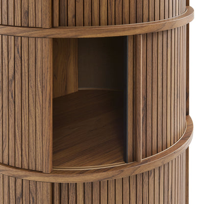 Modway - Clement Round Pedestal Stand Storage Table With Sliding Tambour Doors by Modway  Living Room Tables Brown - EEI-7344-WAL