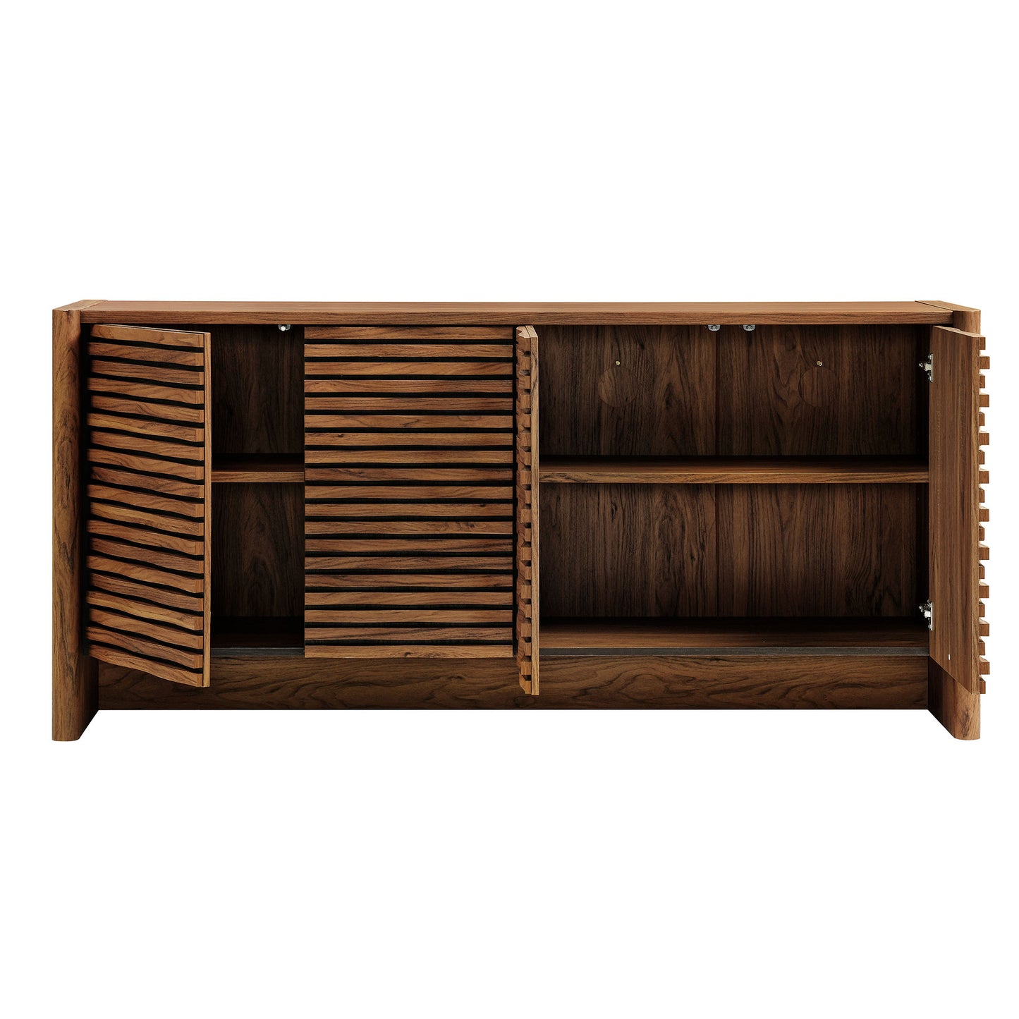 Modway - Emric Wave 66" 4-Door Sideboard by Modway Living Room Decor Walnut - EEI-7346-WAL