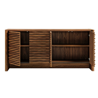 Modway - Emric Wave 66" 4-Door Sideboard by Modway Living Room Decor Walnut - EEI-7346-WAL