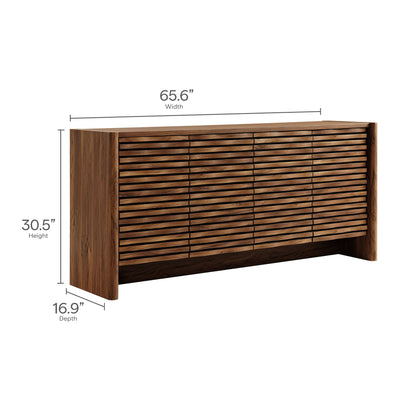 Modway - Emric Wave 66" 4-Door Sideboard by Modway Living Room Decor Walnut - EEI-7346-WAL