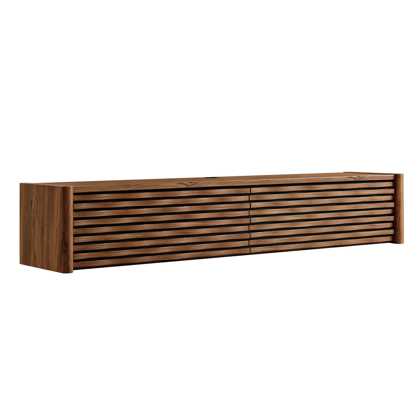 Modway - Emric Wave 71" Wall-Mounted TV Cabinet by Modway Living Room Decor Walnut - EEI-7352-WAL