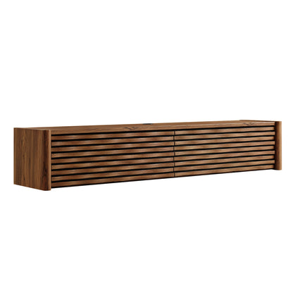 Modway - Emric Wave 71" Wall-Mounted TV Cabinet by Modway Living Room Decor Walnut - EEI-7352-WAL