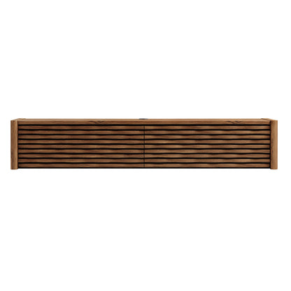 Modway - Emric Wave 71" Wall-Mounted TV Cabinet by Modway Living Room Decor Walnut - EEI-7352-WAL