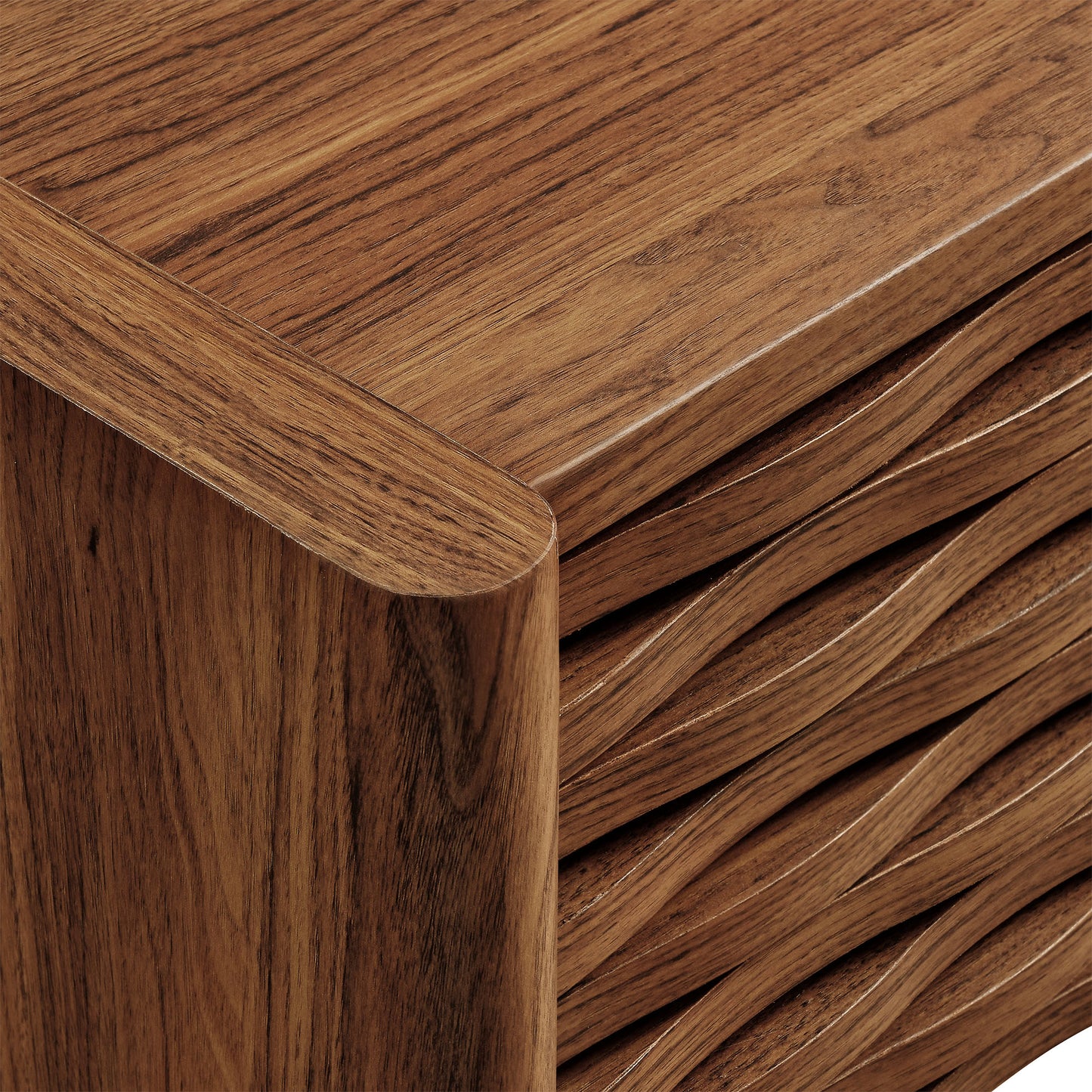 Modway - Emric Wave 71" Wall-Mounted TV Cabinet by Modway Living Room Decor Walnut - EEI-7352-WAL