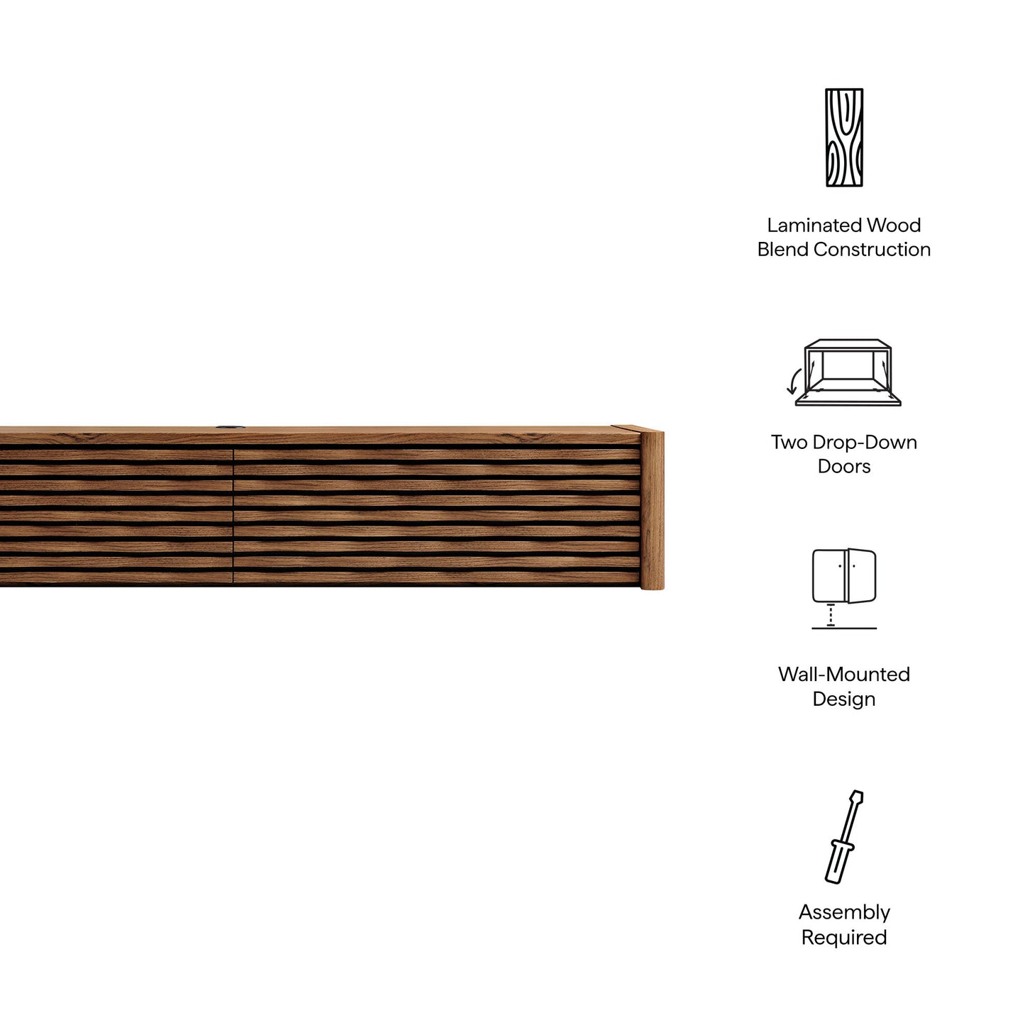 Modway - Emric Wave 71" Wall-Mounted TV Cabinet by Modway Living Room Decor Walnut - EEI-7352-WAL