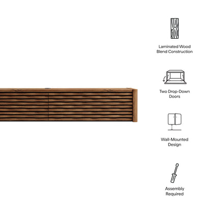 Modway - Emric Wave 71" Wall-Mounted TV Cabinet by Modway Living Room Decor Walnut - EEI-7352-WAL