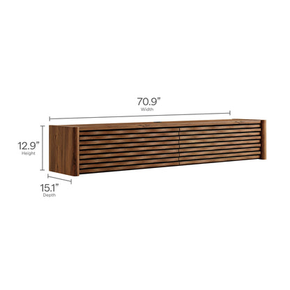 Modway - Emric Wave 71" Wall-Mounted TV Cabinet by Modway Living Room Decor Walnut - EEI-7352-WAL