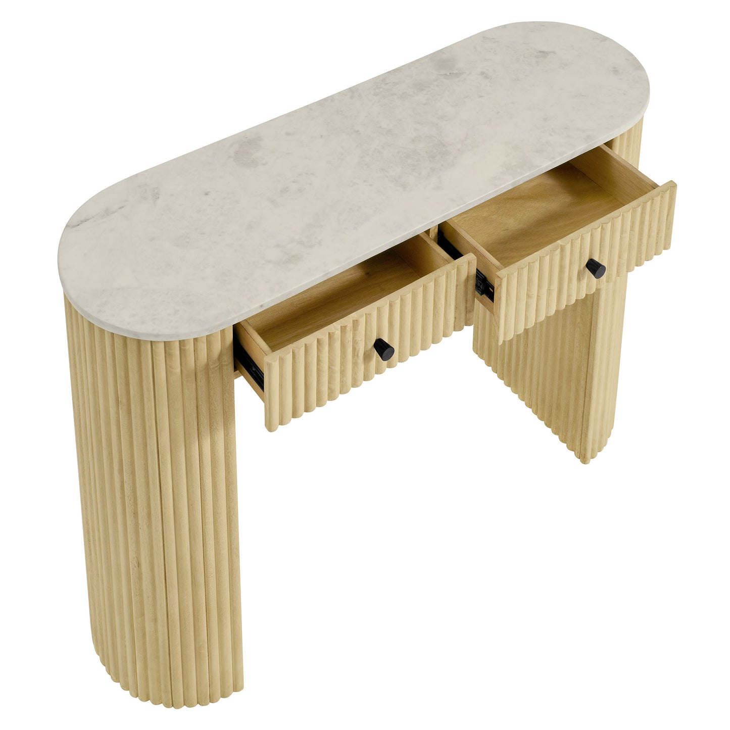 Modway - Caldera 42" Curved Solid Wood and Marble Console Table by Modway  Living Room Tables Brown - EEI-7353-NAT