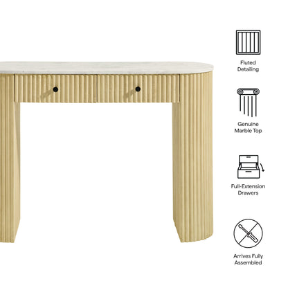 Modway - Caldera 42" Curved Solid Wood and Marble Console Table by Modway  Living Room Tables Brown - EEI-7353-NAT