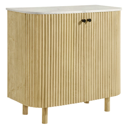 Modway - Caldera 33" Curved Solid Wood and Marble Accent Storage Cabinet by Modway  Living Room Decor Brown - EEI-7354-NAT