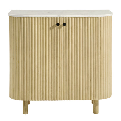 Modway - Caldera 33" Curved Solid Wood and Marble Accent Storage Cabinet by Modway  Living Room Decor Brown - EEI-7354-NAT