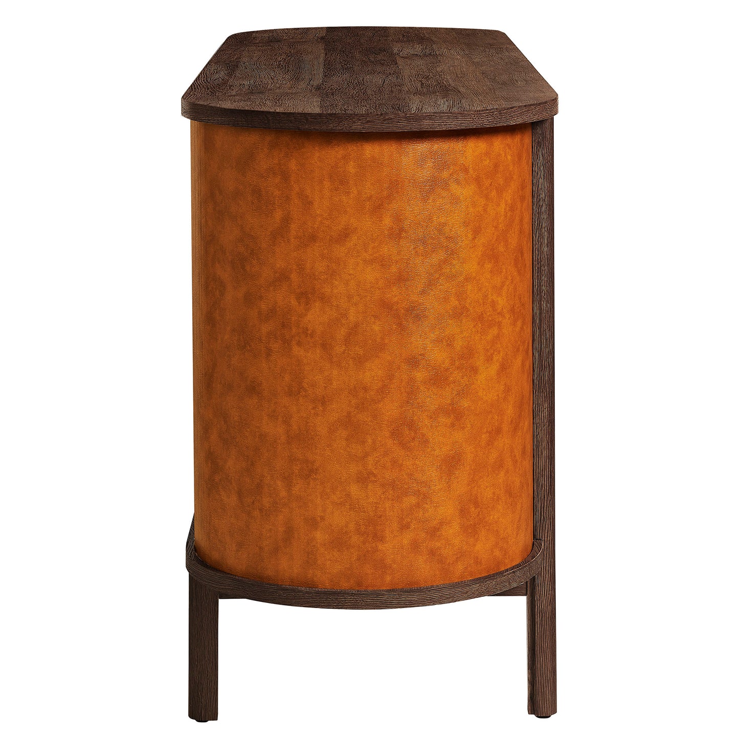 Modway - Coralie Curved 71" Vegan Leather Oval TV Stand by Modway Living Room Decor Walnut Tan - EEI-7372-WAL-TAN