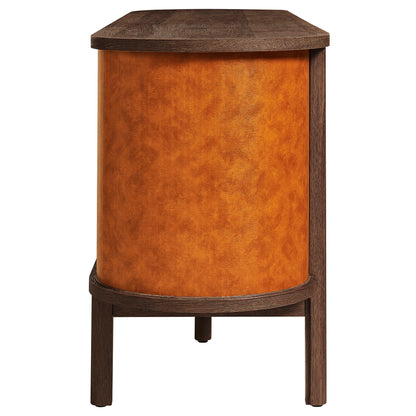 Modway - Coralie Curved Vegan Leather Oval Sideboard by Modway Living Room Decor Walnut Tan - EEI-7373-WAL-TAN