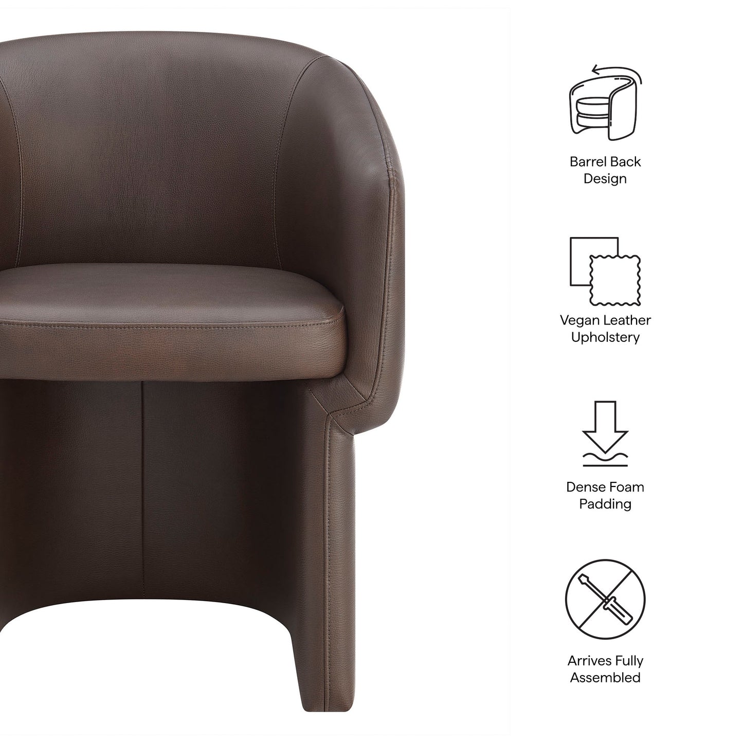 Modway - Verity Barrel Back Vegan Leather Dining Chair by Modway  Bar and Dining Dining Chairs Brown - EEI-7383-ESP