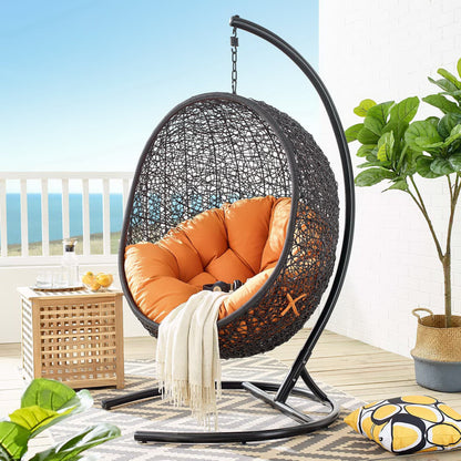 Modway - Encase Swing Outdoor Patio Lounge Chair by Modway  Outdoor Furniture Daybeds and Lounges Orange - EEI-739-ORA-SET