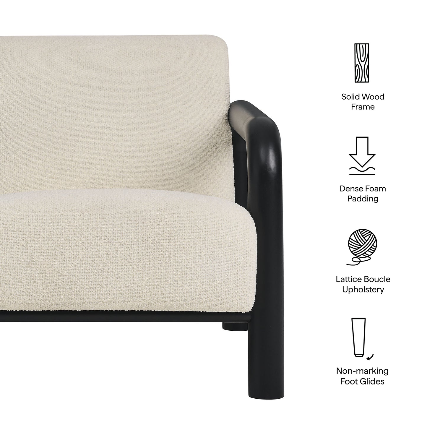 Modway - Sereno Boucle Accent Chair by Modway Living Room Sofas and Armchairs Cream Black - EEI-7391-CRE-BLK