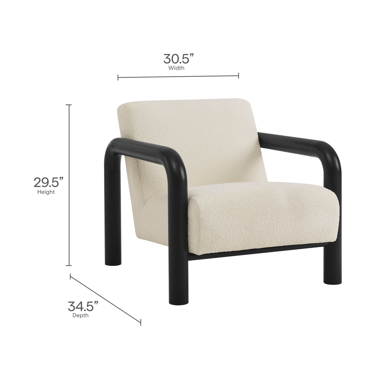 Modway - Sereno Boucle Accent Chair by Modway Living Room Sofas and Armchairs Cream Black - EEI-7391-CRE-BLK