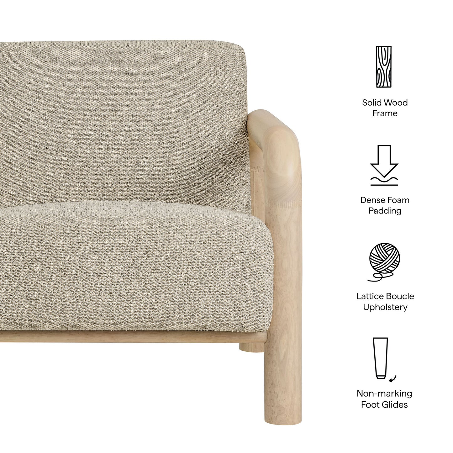 Modway - Sereno Boucle Accent Chair by Modway Living Room Sofas and Armchairs Marble Oak - EEI-7391-MRB-OAK