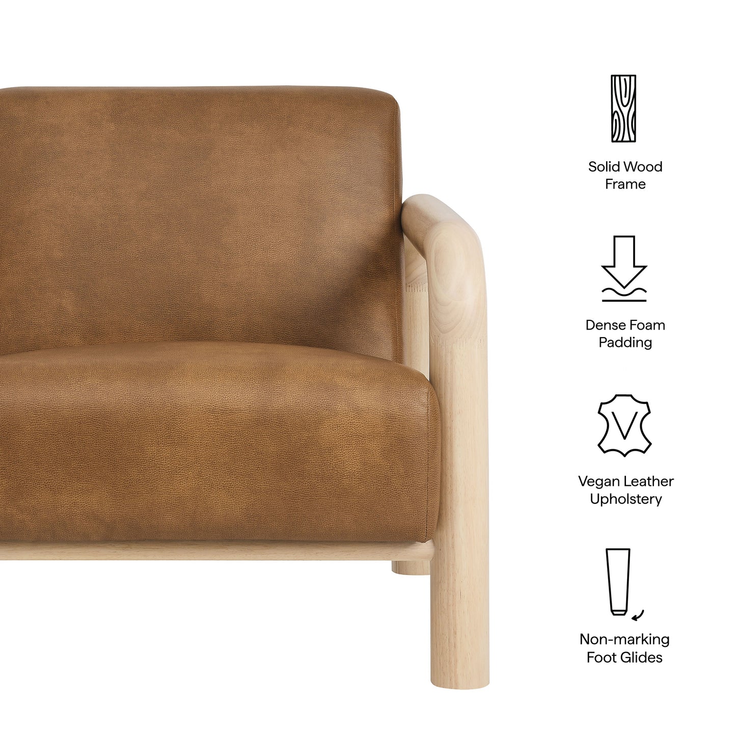 Modway - Sereno Vegan Leather Accent Chair by Modway Living Room Sofas and Armchairs Canyon Oak - EEI-7392-CYN-OAK