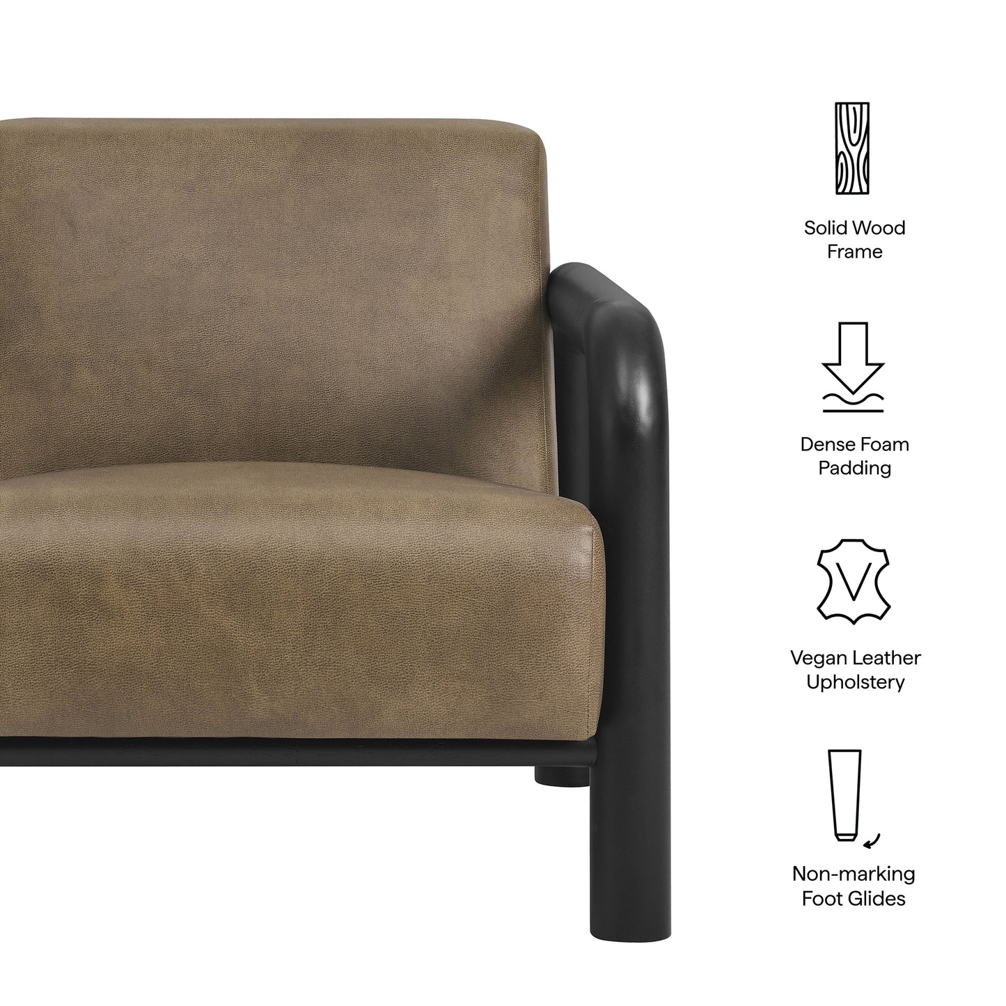 Modway - Sereno Vegan Leather Accent Chair by Modway Living Room Sofas and Armchairs Mushroom Black - EEI-7392-MUS-BLK