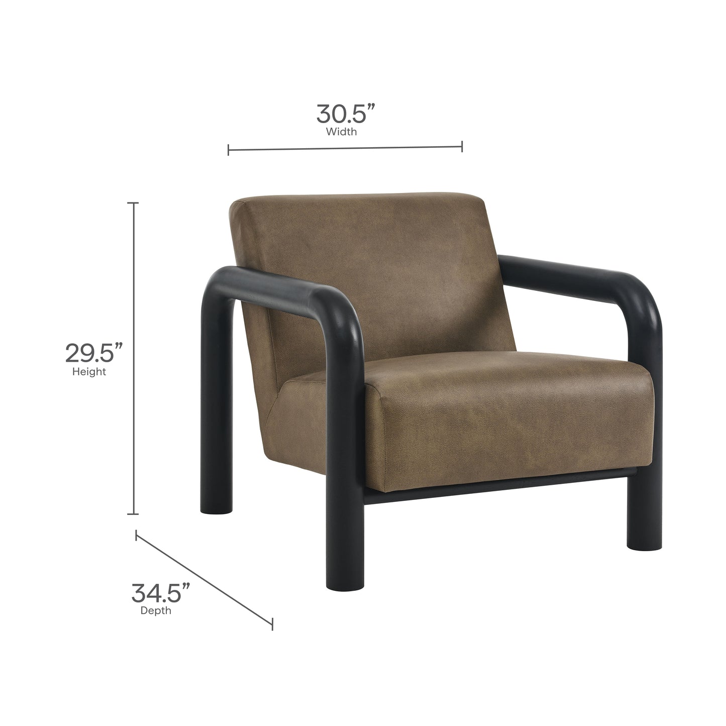 Modway - Sereno Vegan Leather Accent Chair by Modway Living Room Sofas and Armchairs Mushroom Black - EEI-7392-MUS-BLK