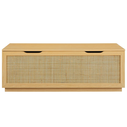 Modway - Soma 47" Rattan Storage Bench by Modway Living Room Benches and Stools Oak - EEI-7434-OAK