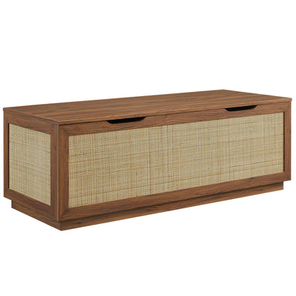 Modway - Soma 47" Rattan Storage Bench by Modway Living Room Benches and Stools Walnut - EEI-7434-WAL