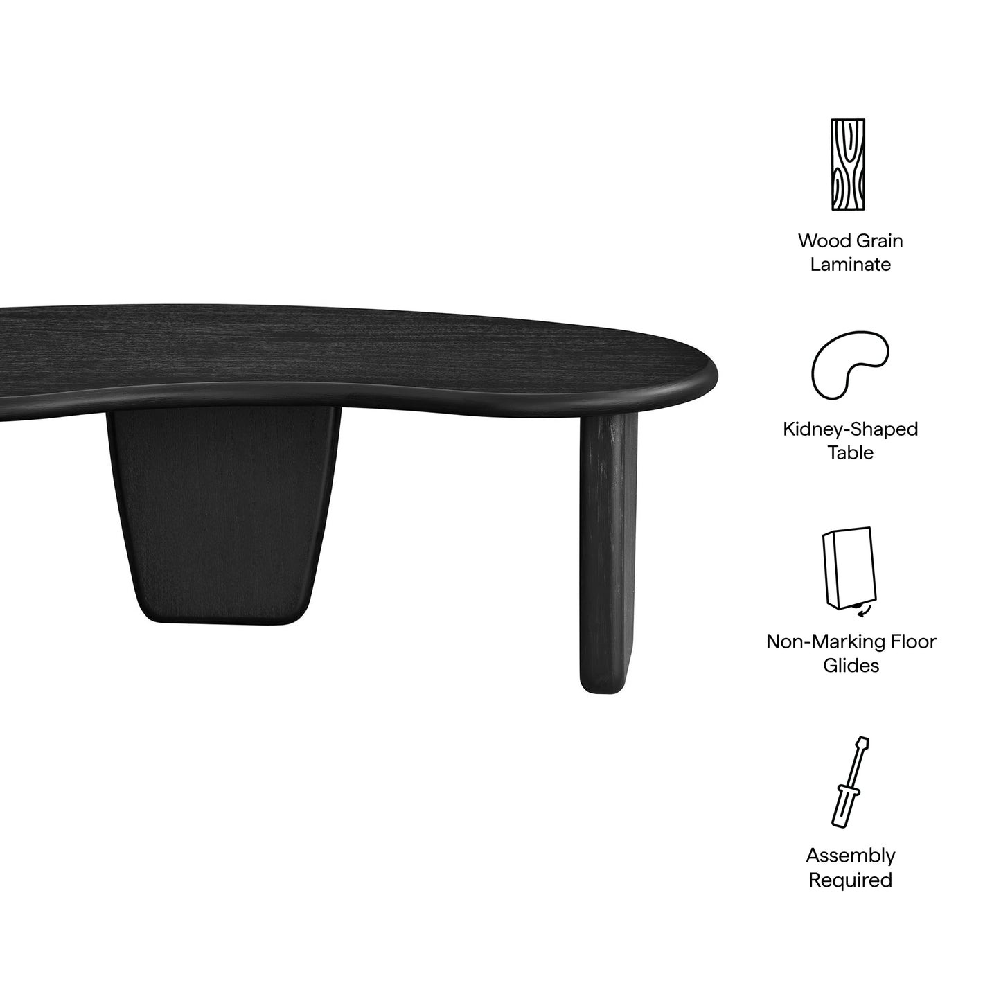 Modway - Vetra Kidney-Shaped Free Coffee Table by Modway Living Room Tables Black - EEI-7437-BLK