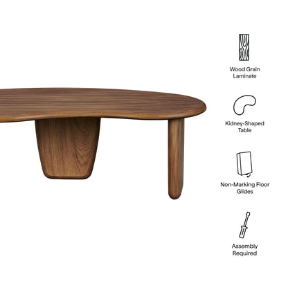 Modway - Vetra Kidney-Shaped Free Coffee Table by Modway Living Room Tables Walnut - EEI-7437-WAL