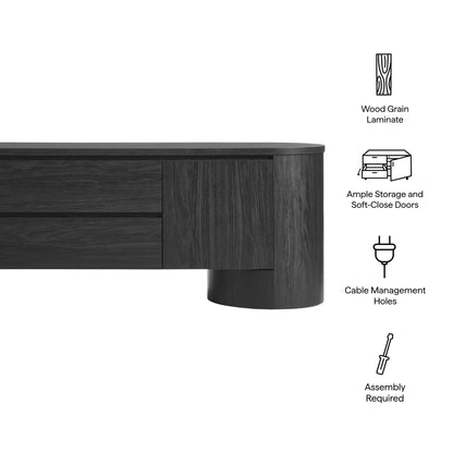 Modway - Duval 71 Inch Oval TV Cabinet by Modway Living Room Decor Black - EEI-7440-BLK