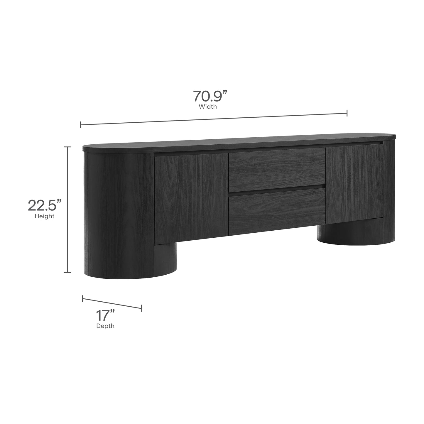 Modway - Duval 71 Inch Oval TV Cabinet by Modway Living Room Decor Black - EEI-7440-BLK