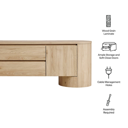 Modway - Duval 71 Inch Oval TV Cabinet by Modway Living Room Decor Light Oak - EEI-7440-LOA