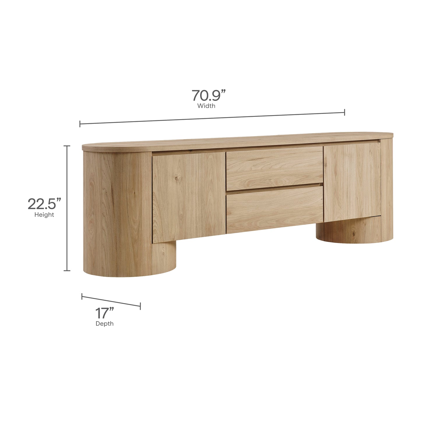 Modway - Duval 71 Inch Oval TV Cabinet by Modway Living Room Decor Light Oak - EEI-7440-LOA