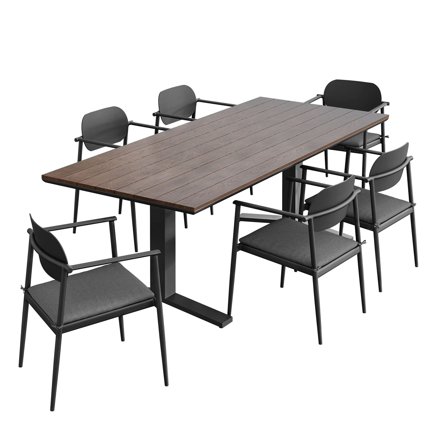 Modway - Aeris 7-Piece Outdoor Patio Aluminum Dining Set by Modway  Outdoor Furniture Bar and Dining Gray - EEI-7441-CHA-CHA-SET