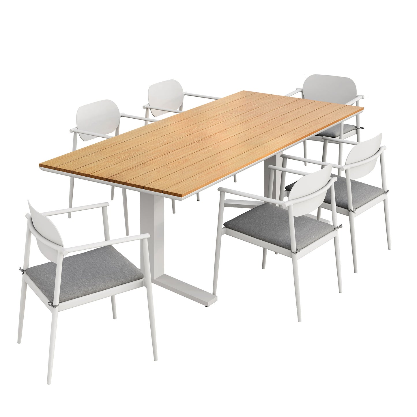 Modway - Aeris 7-Piece Outdoor Patio Aluminum Dining Set by Modway  Outdoor Furniture Bar and Dining Gray - EEI-7441-WHI-LGR-SET