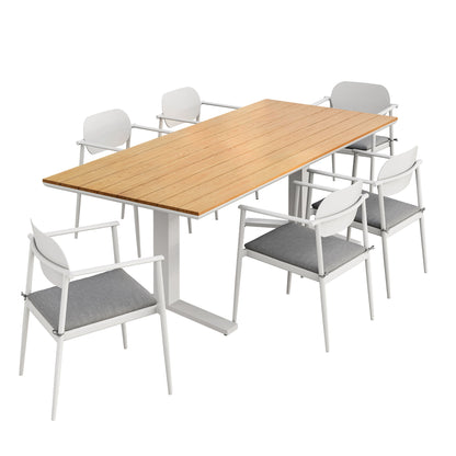 Modway - Aeris 7-Piece Outdoor Patio Aluminum Dining Set by Modway  Outdoor Furniture Bar and Dining Gray - EEI-7441-WHI-LGR-SET