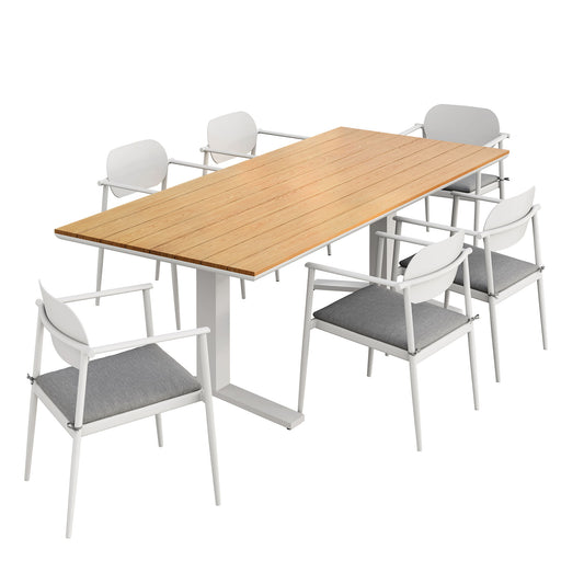 Modway - Aeris 7-Piece Outdoor Patio Aluminum Dining Set by Modway  Outdoor Furniture Bar and Dining Gray - EEI-7441-WHI-LGR-SET